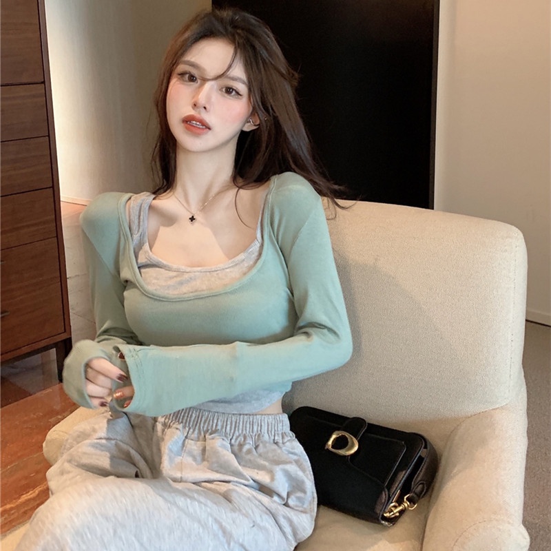 Áo Thun Dài Tay Thiết Kế Mỏng Quyến Rũ Thời Trang