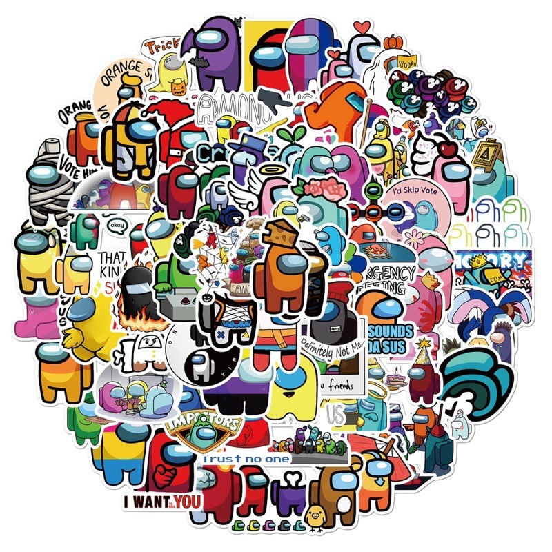 Bộ 100 sticker graffiti hình ảnh game Among Us dùng để trang trí điện thoại di động/ván trượt/vali không để lại dấu keo