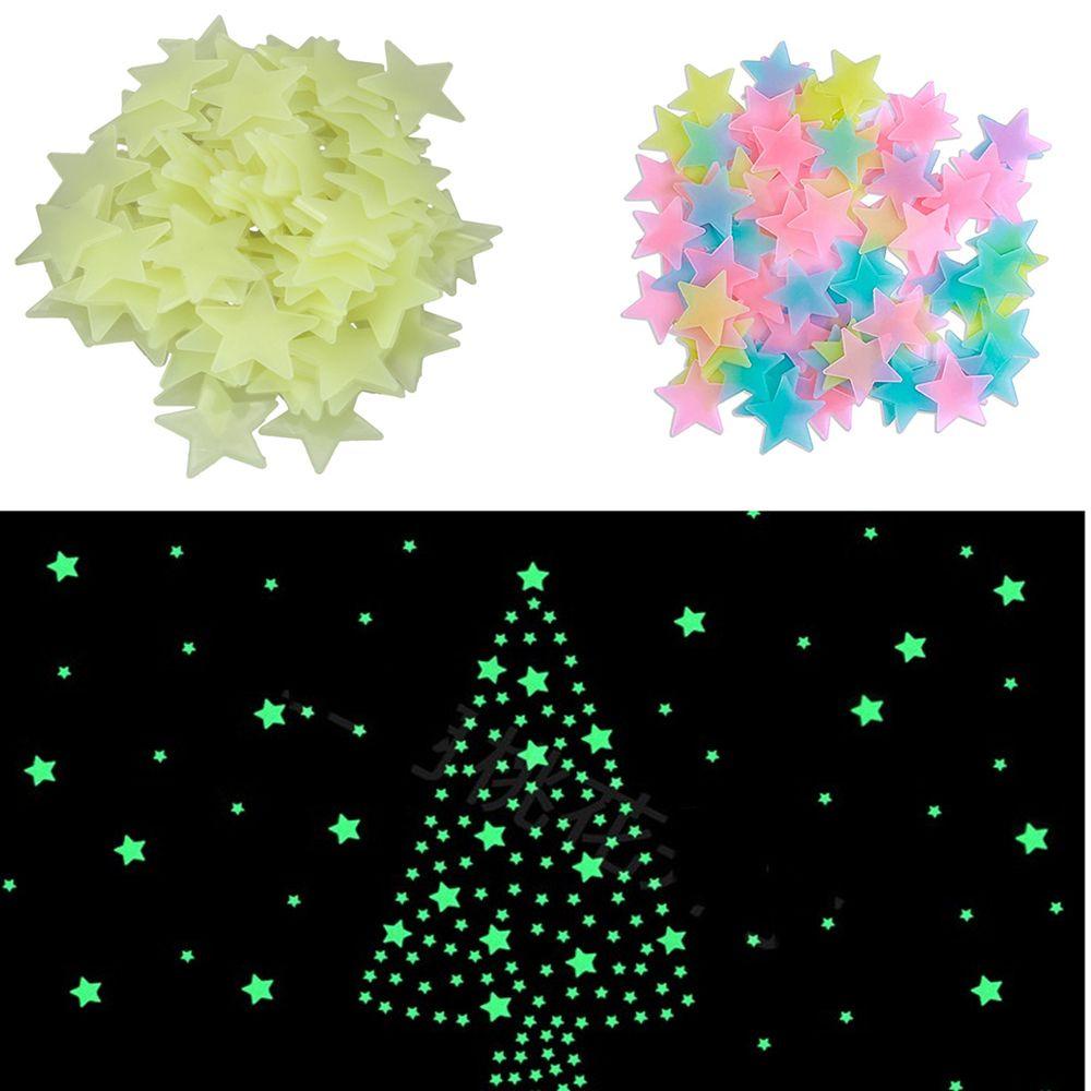 Set 100 Miếng Dán Tường Trang Trí Dạ Quang 3D Phát Sáng Trong Đêm Dành Cho Phòng Ngủ Trẻ Em