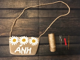 Túi cói hoa cúc handmade ( order 7-10 ngày )
