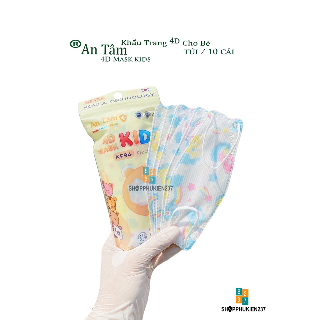 Thùng 300 Cái Khẩu Trang 4D Trẻ Em KF94 An Tâm Hình Hoạ Tiết (Bé Trên 4 Tuổi)