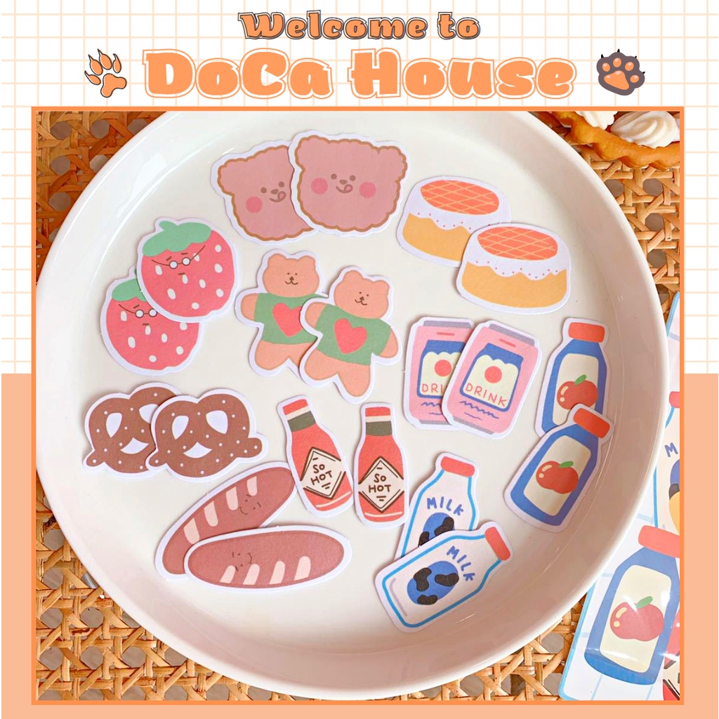 Gói 20 hình dán sticker cute trang trí, decor bình nước bàn học đồ dùng học tập dễ thương DC46