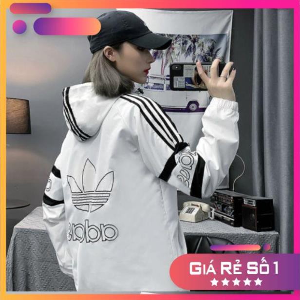 áo khoác dù form rộng nữ in adidas siêu cá tính, unisex rộng, ulzang, đôi, gió.AK4