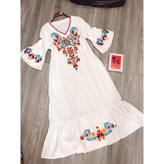 Đầm hoa thêu boho - Đi biển siêu xinh