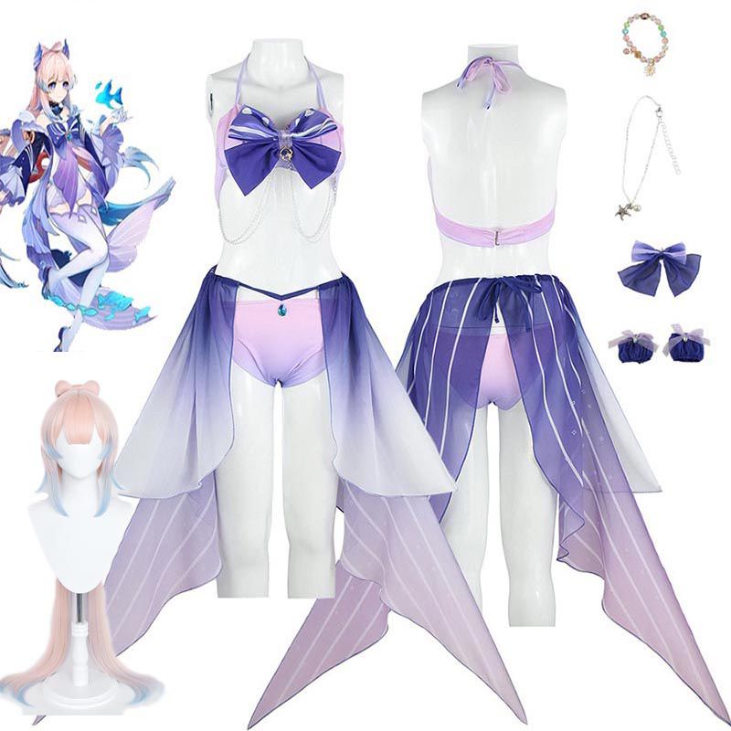 Game Genshin Impact Kokomi Swimsuit Cosplay Costume Sangonomiya Kokomi Bikini Beach Bathing Suit Anime cosplay Bathing Dress
