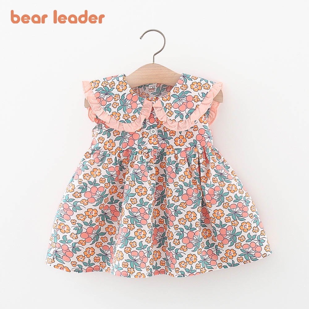 Đầm công chúa BEAR LEADER AH6414 vải cotton in hoa thời trang hè cho bé gái sơ sinh