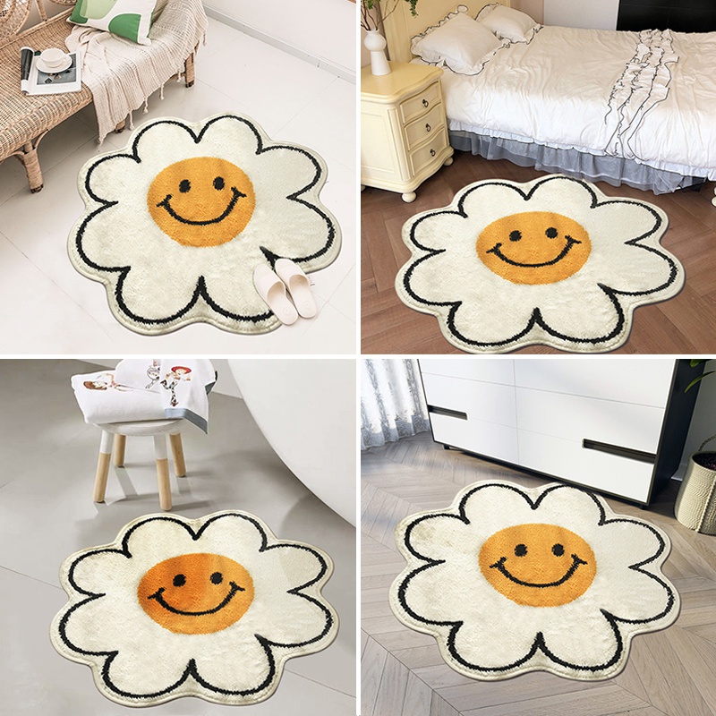 Thảm Lót Sàn Nhà Mềm Mại Thấm Hút Chống Trượt Hình Bông Hoa Hướng Dương Xinh Xắn