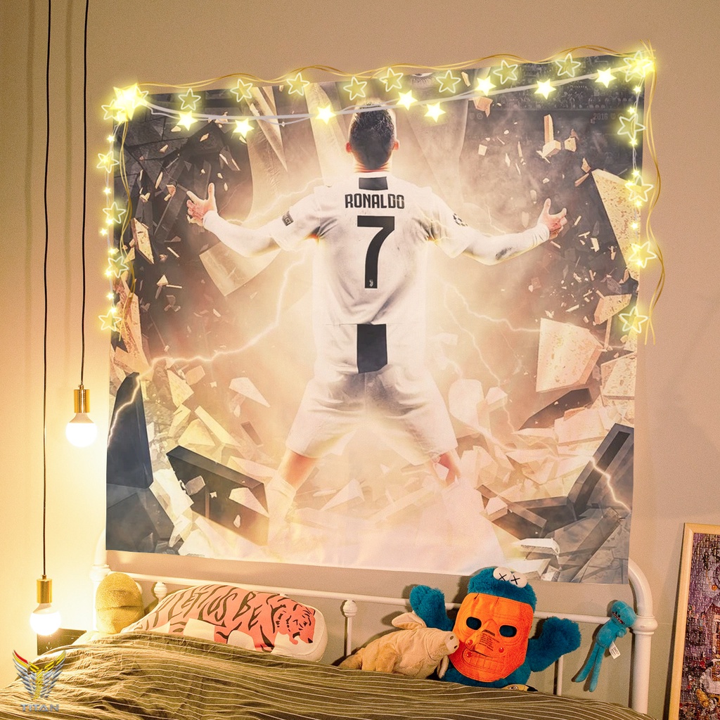 Tranh Vải Decor CR7 Chất Liệu Lụa Cao Cấp - Tặng Kèm Đèn Led