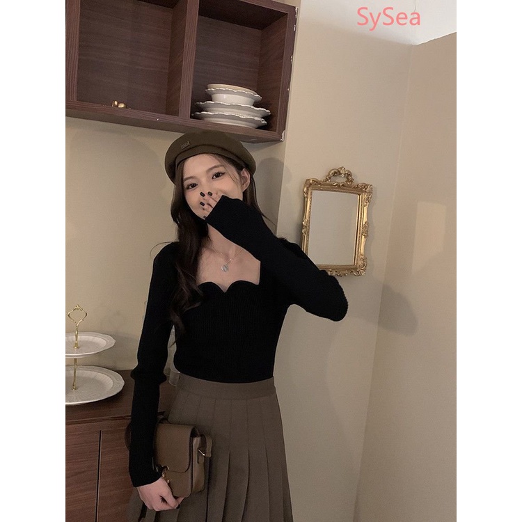 Áo Dệt Kim Màu Sắc Đơn Giản Quyến Rũ Cho Nữ