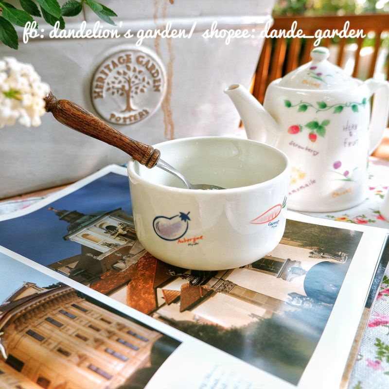 Chén hình vẽ trái cây vintage