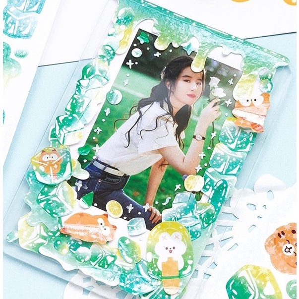 Bộ 2 tấm sticker Thỏ &amp; Hổ dễ thương hình dán Ice cube trang trí sổ tay toploader | BST139