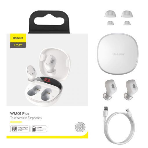 Tai Nghe Bluetooth mini Baseus Wm01 Plus Tws  5.0 Không Dây Chống Thấm Nước Thể Thao Hiển Thị Màn Hình LED Kỹ Thuật Số