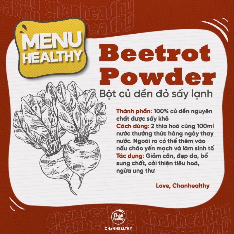 [Mã 156FMCGSALE hoàn 8% đơn 500K] Bột củ dền sấy lạnh giản cân đẹp da 100gram | BigBuy360 - bigbuy360.vn