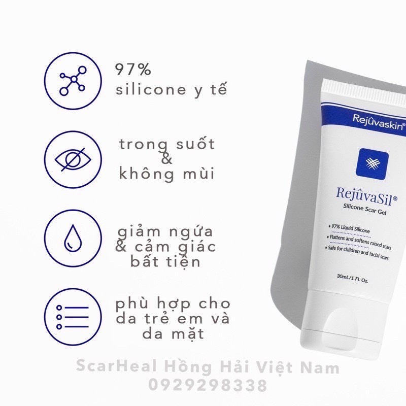 Gel Xoá Mờ Sẹo Lồi Rejuvaskin Rejuvasil 10ml,15ml,30ml