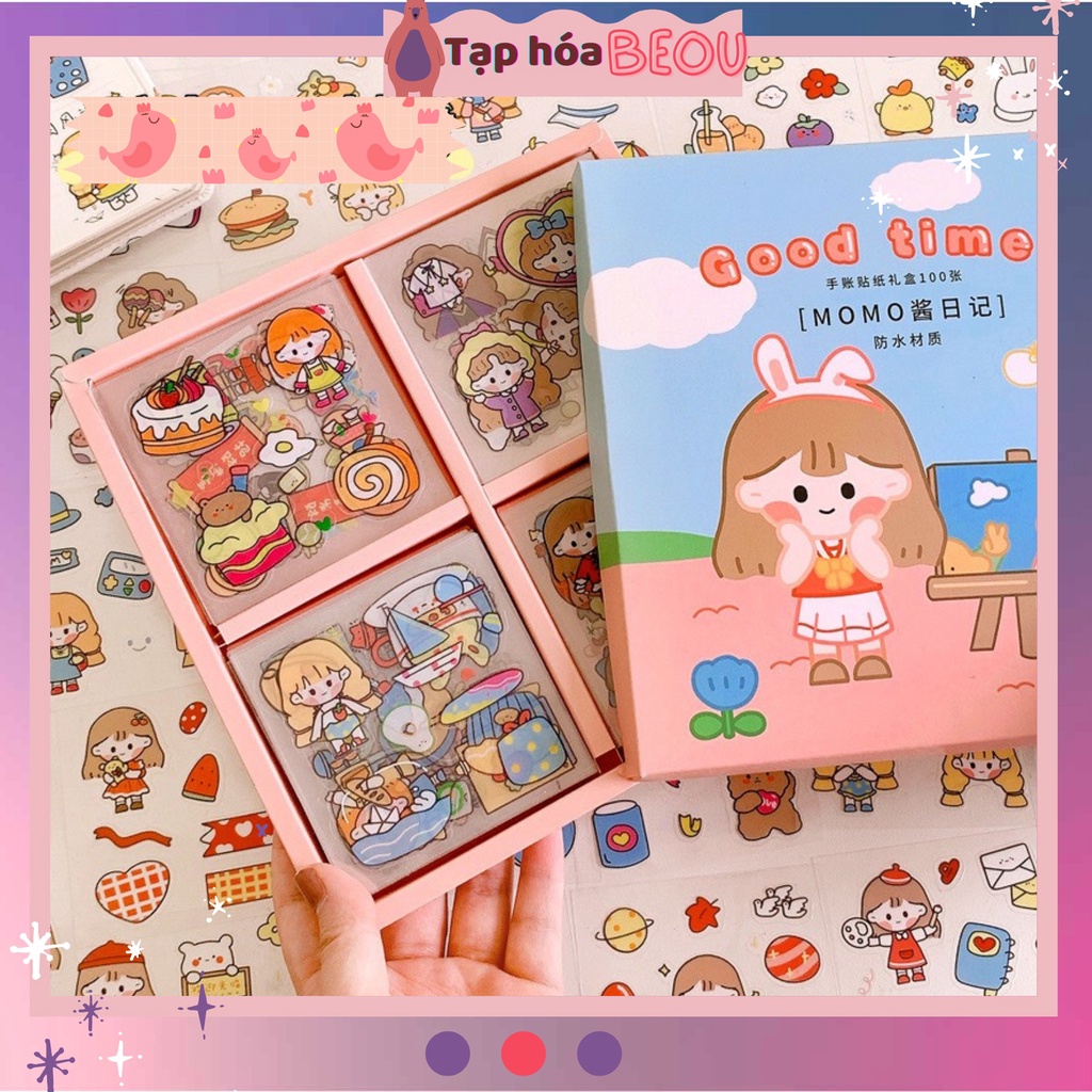 Set 100 tấm  Sticker cute trang trí sổ - hình dán chống nước dán mọi bề mặt