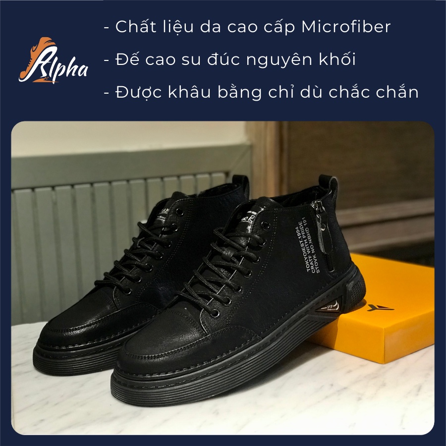 Giày nam cao cổ thể thao có khoá kéo tiện lợi chất liệu da cao cấp [Alpha Shoes - F837] | BigBuy360 - bigbuy360.vn
