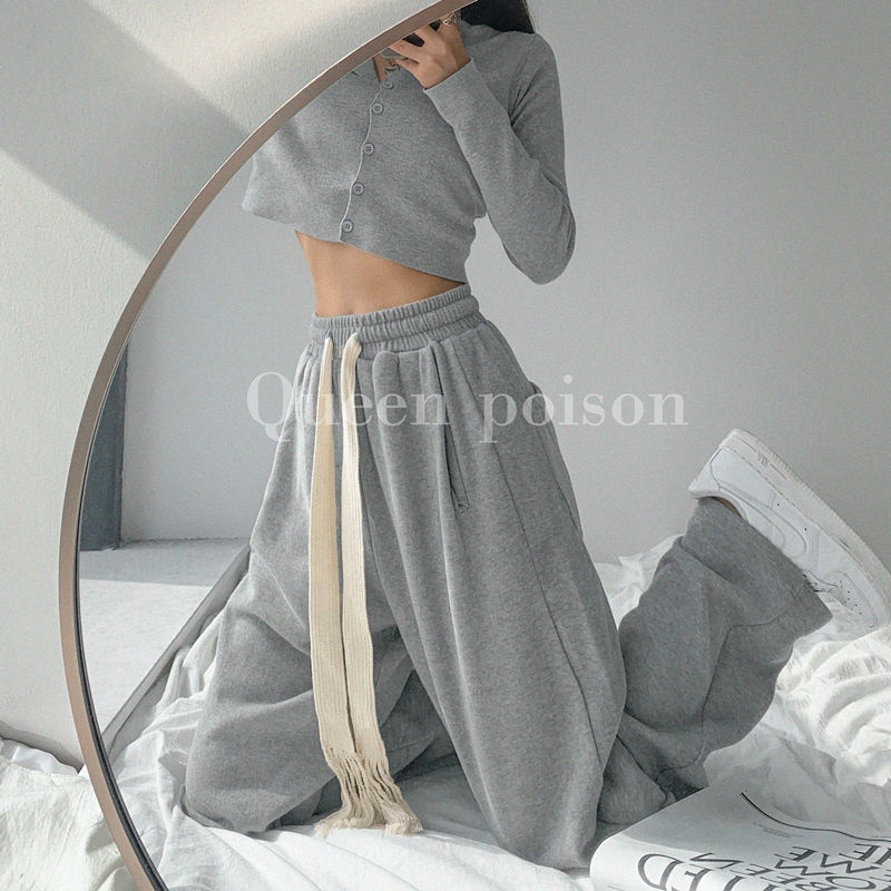 Quần COZOKC thể thao ống rộng lưng cao phong cách Hàn Quốc