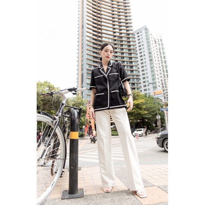 Áo blazer nữ Doris Maiimer đen ngắn tay