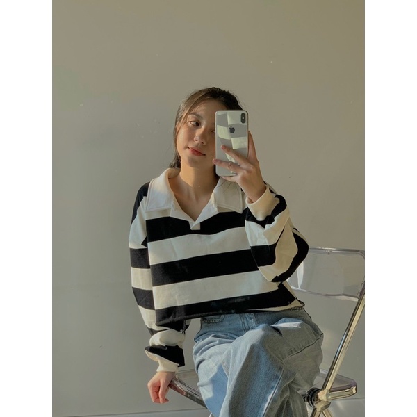Áo nỉ da cá cổ bẻ AP501 LOLLIE STUDIO