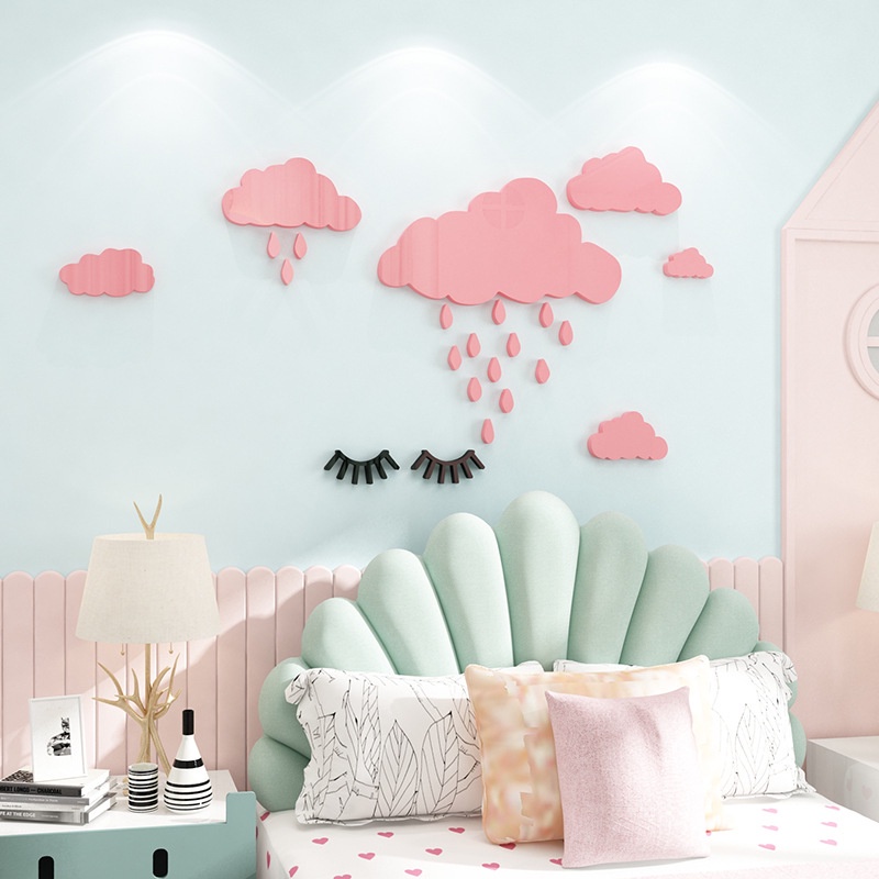 Tranh dán tường mica 3d decor khổ lớn dán tường đám mây dễ thương Nhiều Size - EPeBen