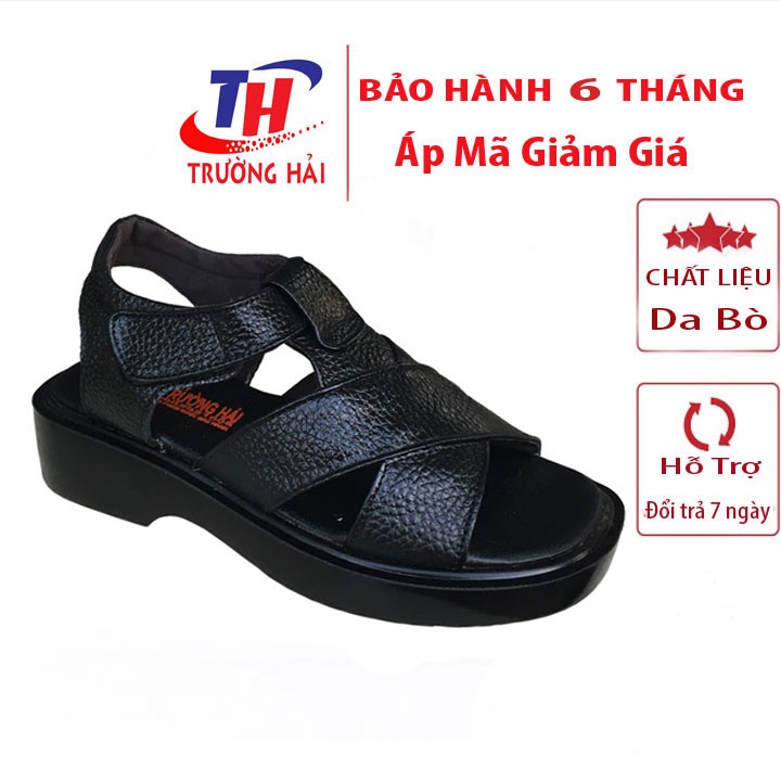 Xăng đan nam Trường Hải màu đen cao 4.5cm đế PU siêu nhẹ SDN079 FORM NHỎ