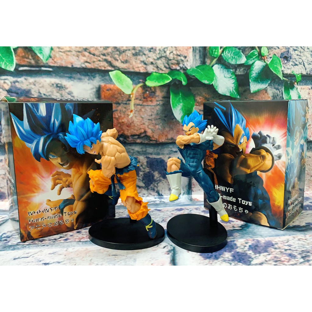 Mô hình 7 Viên Ngọc Rồng SonGoku Blue x Vegeta Blue siêu ngầu, Dragon Ball cao 18cm có chân đế đi kèm, full hộp