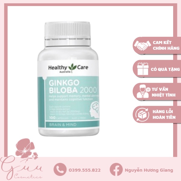 Viên uống bổ não Ginkgo Biloba 2000 Healthy Care Úc