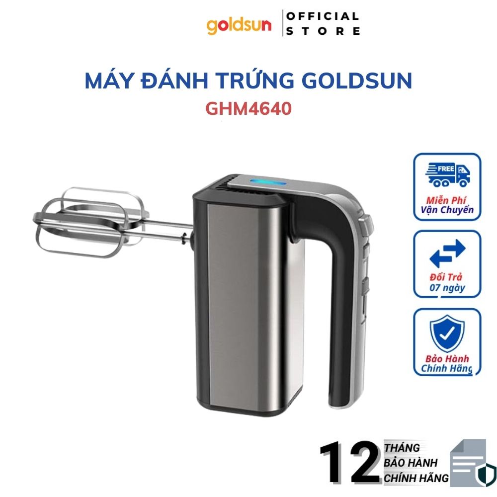 Máy Đánh Trứng Cầm Tay Kết Hợp Trộn Bột 2 In 1 GOLDSUN GHM4640 Có 5 Tốc Độ Quay