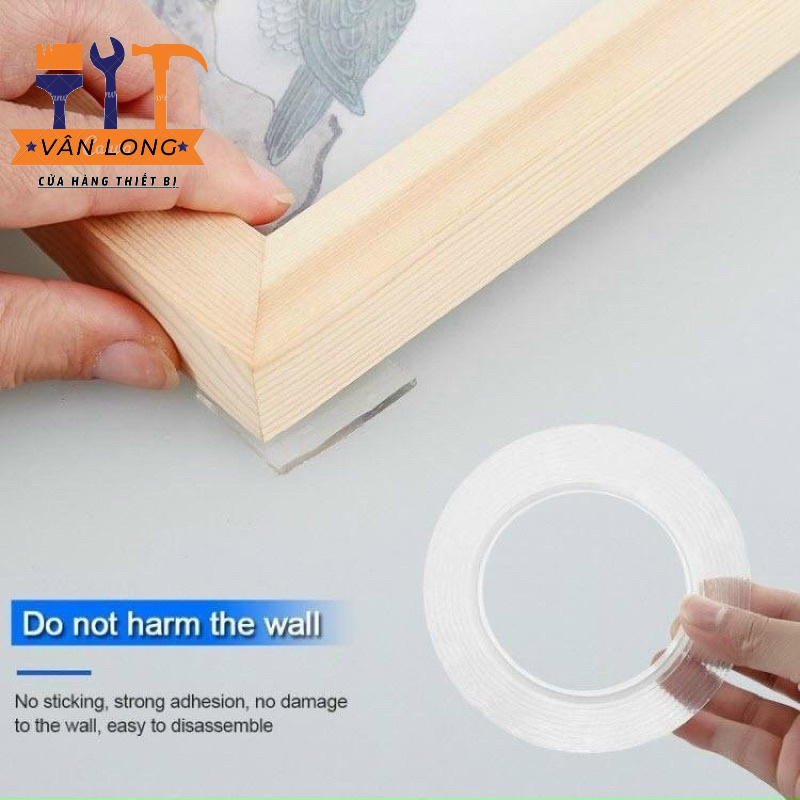 BĂNG KEO 2 MẶT TRONG SIÊU DÍNH 2m
