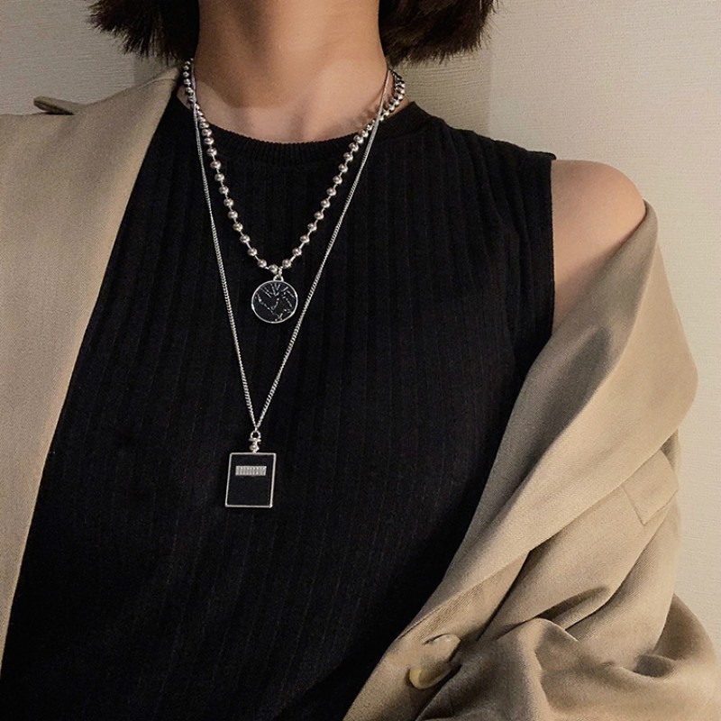 Dây Chuyền Hai Lớp Phong Cách Hip Hop Đường Phố Cá Tính