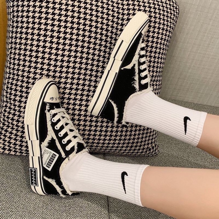 Giày sục nữ đẹp vải rách thế thao cao cấp full box, giày thể thao nữ ulzzang thiết kế đạp gót sành điệu, hiện đại M4 | BigBuy360 - bigbuy360.vn