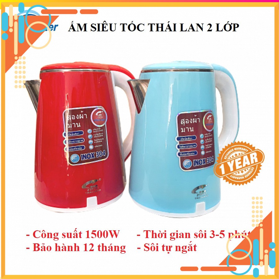 BÌNH SIÊU TỐC/ ẤM SIÊU TỐC 2.5L THÁI LAN  2 LỚP INVENTER TỰ ĐỘNG NGẮT KHI SÔI