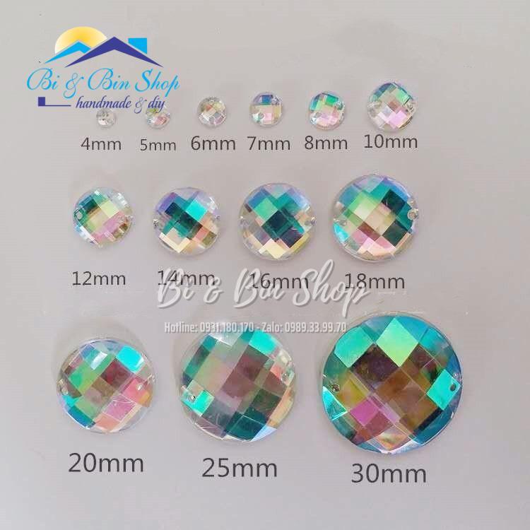 Đá Kết Tròn Màu Kem Sữa Cừ Đính Kết Trang Phục Thời Trang Làm Phụ Kiện Handmade