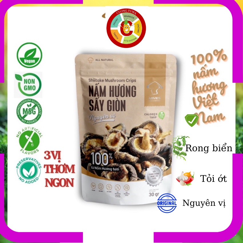 Nấm Hương Sấy Giòn-Snack Cao Cấp-nguyên vẹn dưỡng chất và hương vị thơm ngon- Anvies - TÚI 30GR,cuong fuwa shop