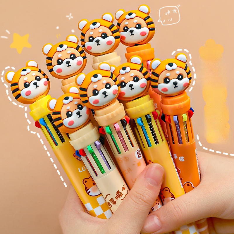 Bút Bi Bấm Nhiều Màu Hình Hổ Nhỏ Dễ Thương Cho Học Sinh