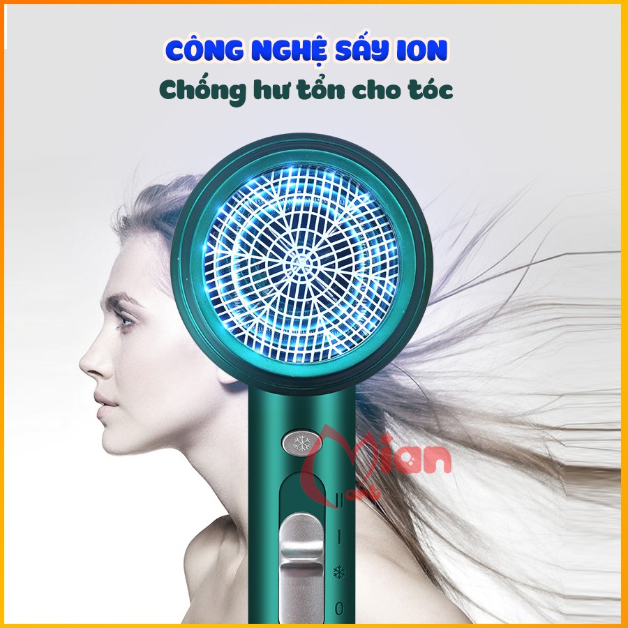 Máy sấy tóc ion Kulvo 2 chiều 6 chế độ gió bảo vệ tóc mềm mượt, gió mạnh nhanh khô bh 3 tháng - MIAN MART