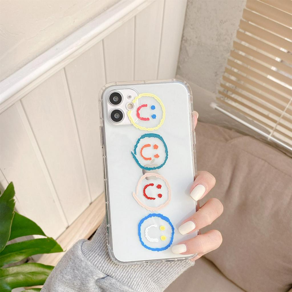 Ốp điện thoại tpu mềm trong suốt in hình mặt cười thích hợp cho iPhone 13 Mini 12 11 Pro X XR XS Max 7 8 Plus SE 2