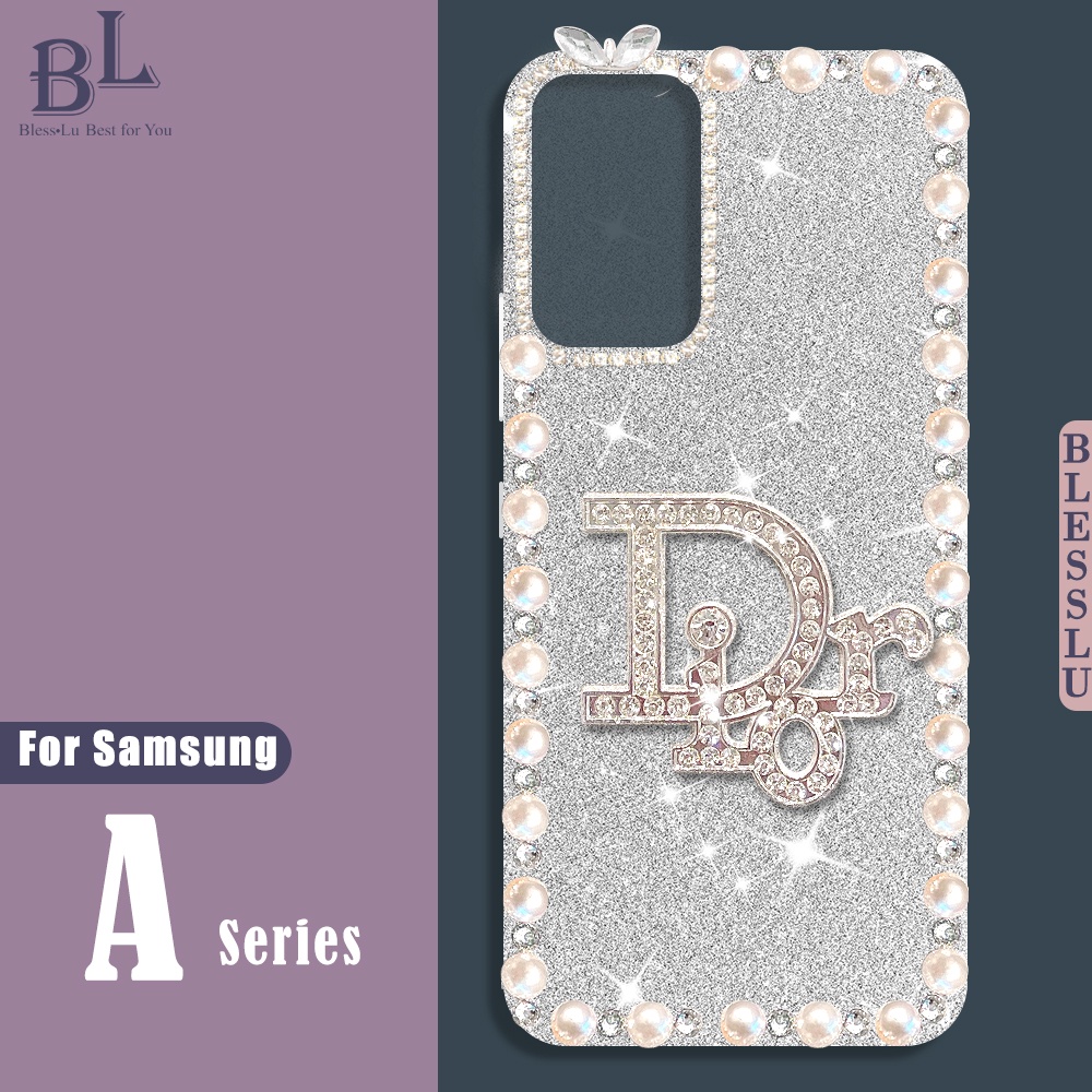 Ốp Điện Thoại Samsung A33 A52S A53 A73 A23 A13 A03 A22 A12 A02S A72 A52 A42 A32 A71 A51 A21S Hình Hoa Đính Đá Và Ngọc Trai Cho