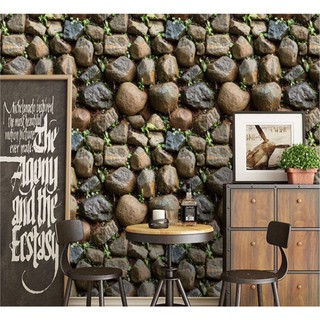 Giấy dán tường 3d sỏi đá tự nhiên Nhật Bản (45cm x 10mét) - The Royal's