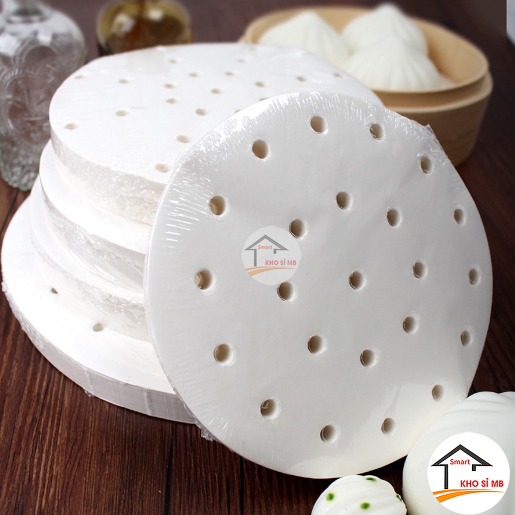 giấy nến làm bánh thấm dầu chống dính đục lỗ dùng cho nồi chiên không dầu sẵn size 21.5 cm Tập 100 tờ