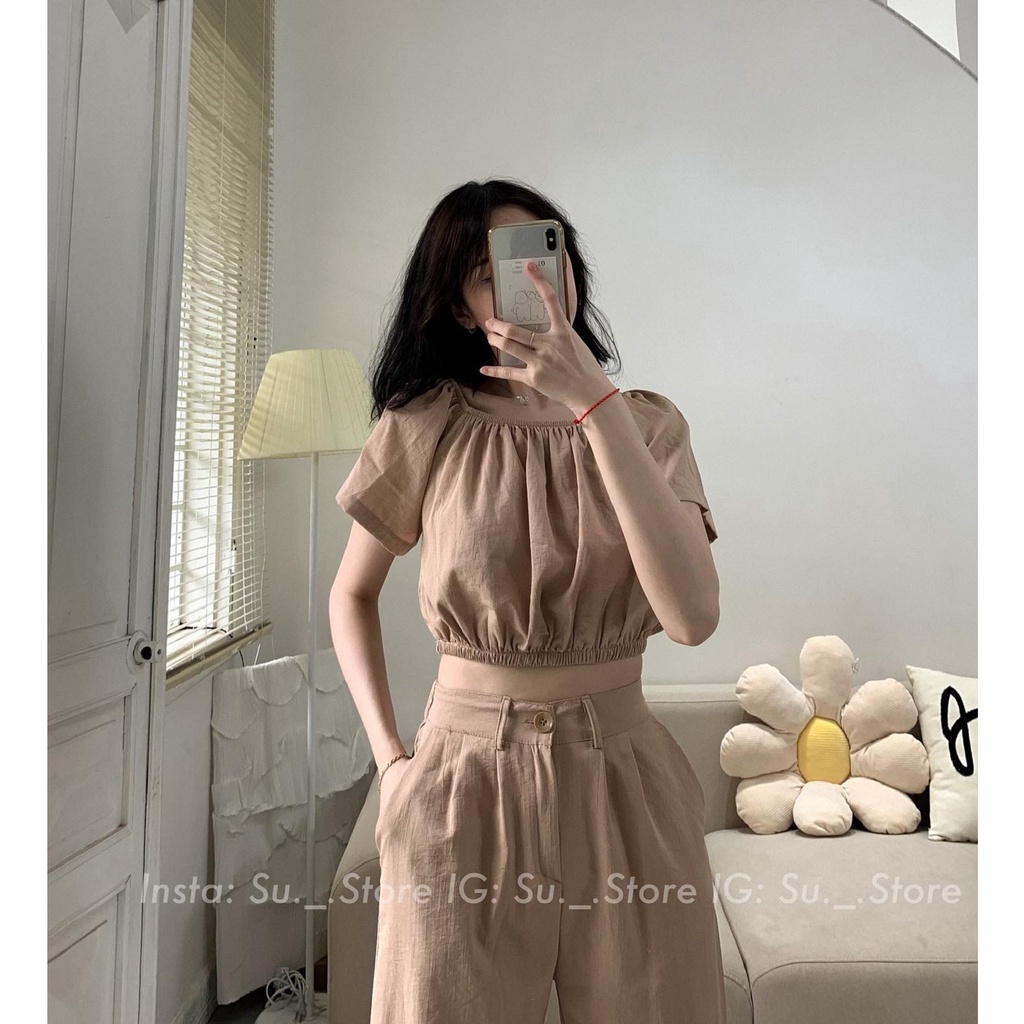 Set áo croptop trễ vai kèm quần culottes S313 SUSTORE