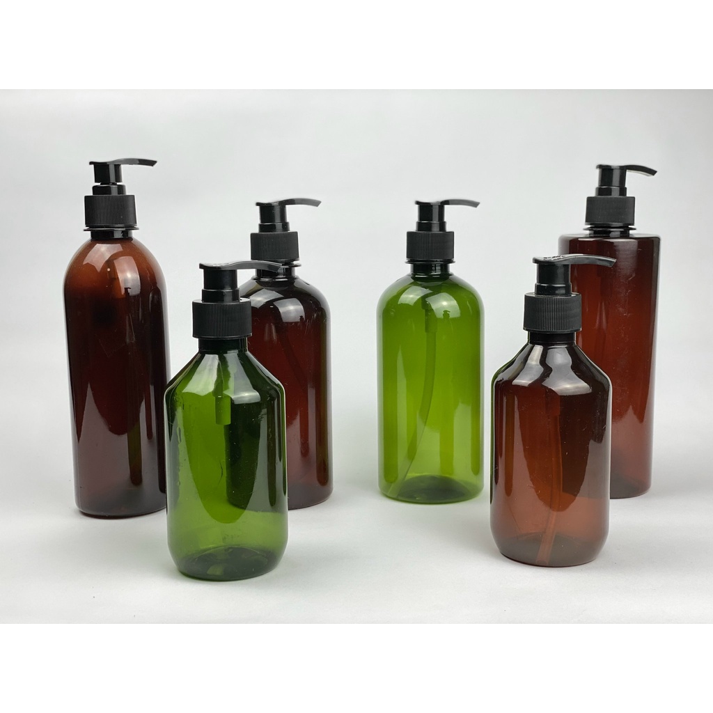Chai chiết dầu gội 500ml màu xanh, nâu chai nhựa pet cứng [GIÁ Sỉ/ LẺ]