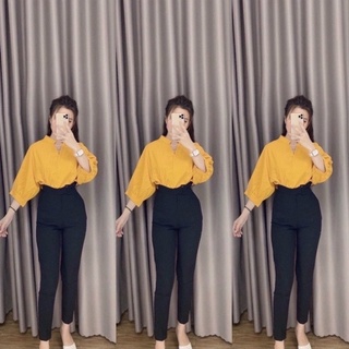 Áo sơ mi cổ trụ nút sau