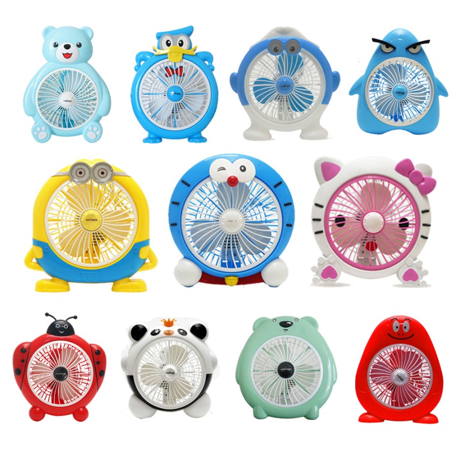 Quạt Cầm Tay 10 Inch Hình Nhân Vật HELLO KITTY DORAEMON SPIDERMAN IRONMAN Chim Cánh Cụt DONALD