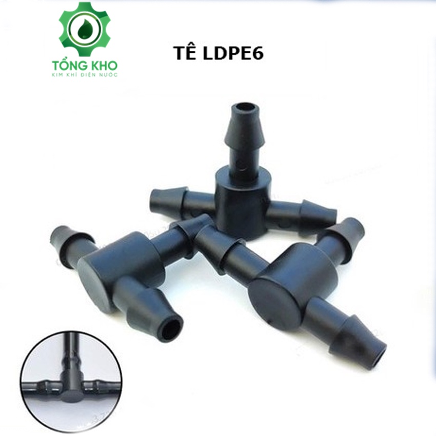 Combo 10 tê chia ống LDPE 6 - Phụ Kiện LDPE lắp đặt hệ thống tưới - Tổng kho kim khí điện nước