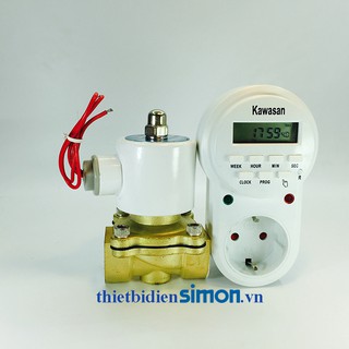 Bộ tưới cây tự động gồm combo van điện từ unid - phi 21+công tắc hẹn giờ điện tử tg-63a