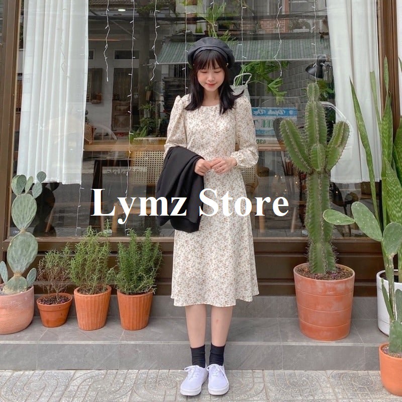 [Ảnh thật/Video] Váy hoa cỏ ngày hè tươi mới dáng dài lụa hàn Quảng Châu Đầm hoa nhí Vintage nàng thơ - Lymz Store