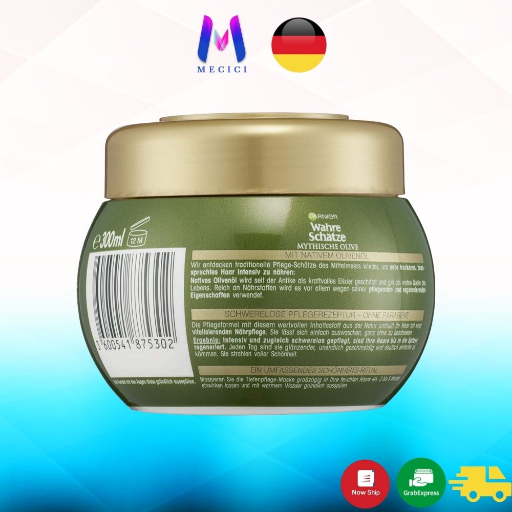 Kem ủ tóc Garnier Wahre Schatze Mythische Olive cho tóc khô &amp; xơ 300 ml - Shop Mecici