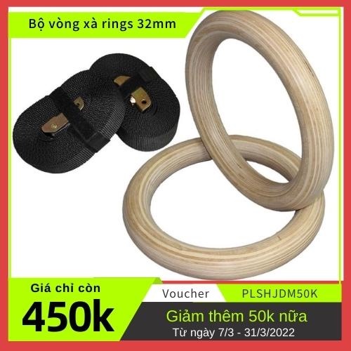 Vòng xà Gymnastic Rings 2022 bằng gỗ ⚡ Siêu ưu đãi ⚡ Vòng xà treo Ring Dip gỗ Bạch Dương tập street workout calisthenics