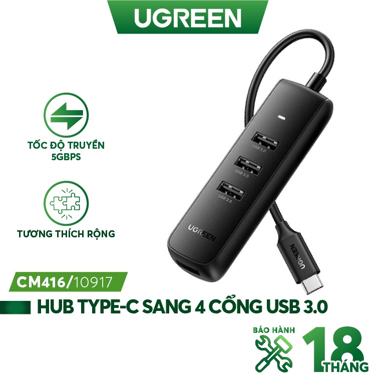 Hub mở rộng 1 cổng ra 4 cổng USB 3.0 UGREEN CM416